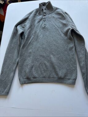 W—Ministry of Supply Men's Light Gray Turtleneck Button Pullover